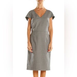Banana Republic Grey Tan Black Plaid Classic Shift Dress Size 4 Small S